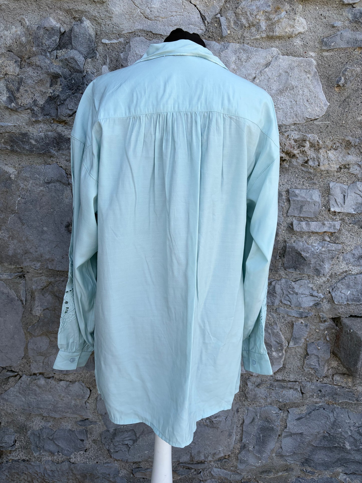 80s mint broderie blouse uk 12