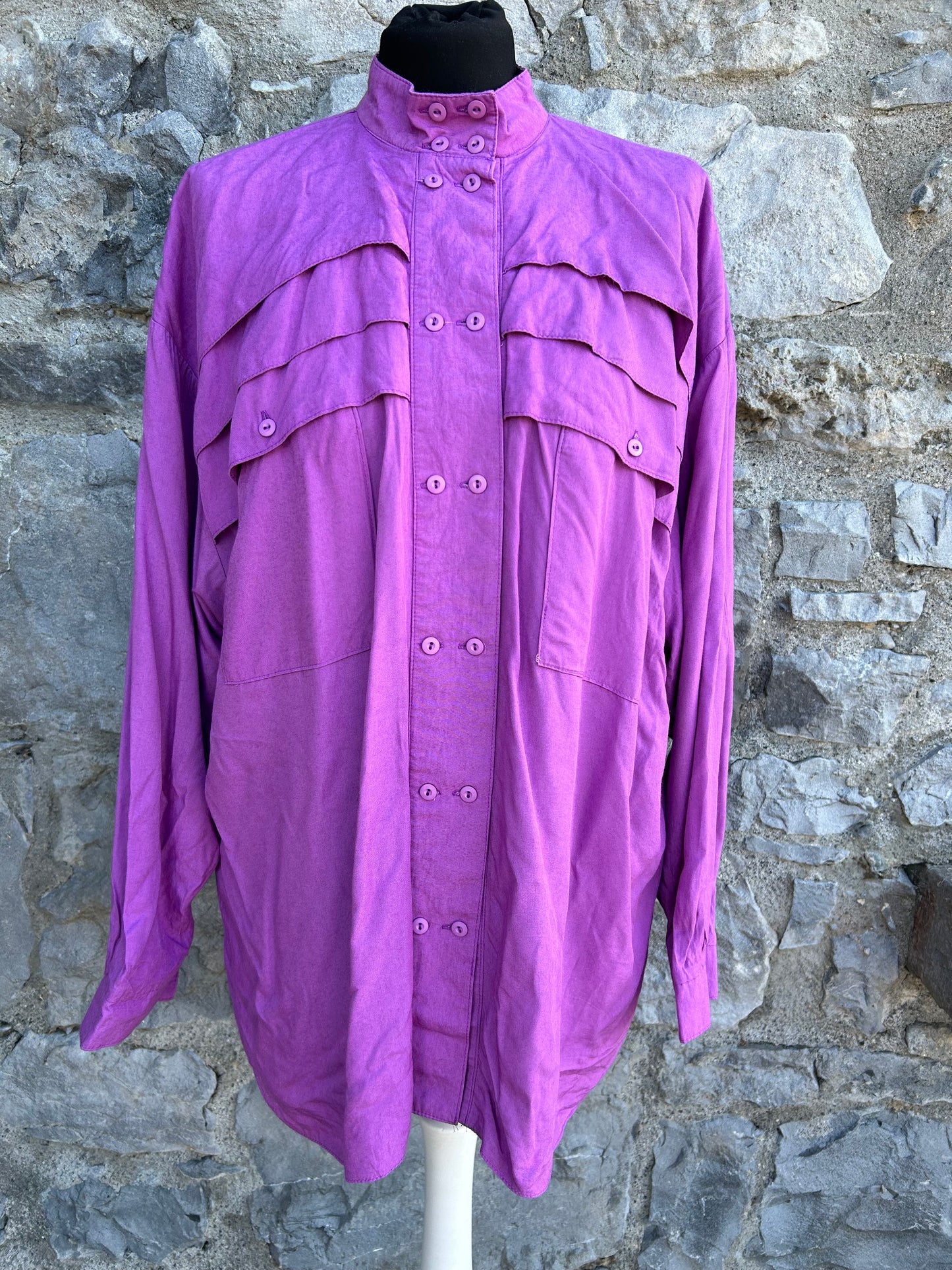 80s Purple double breasted blouse uk 16-18