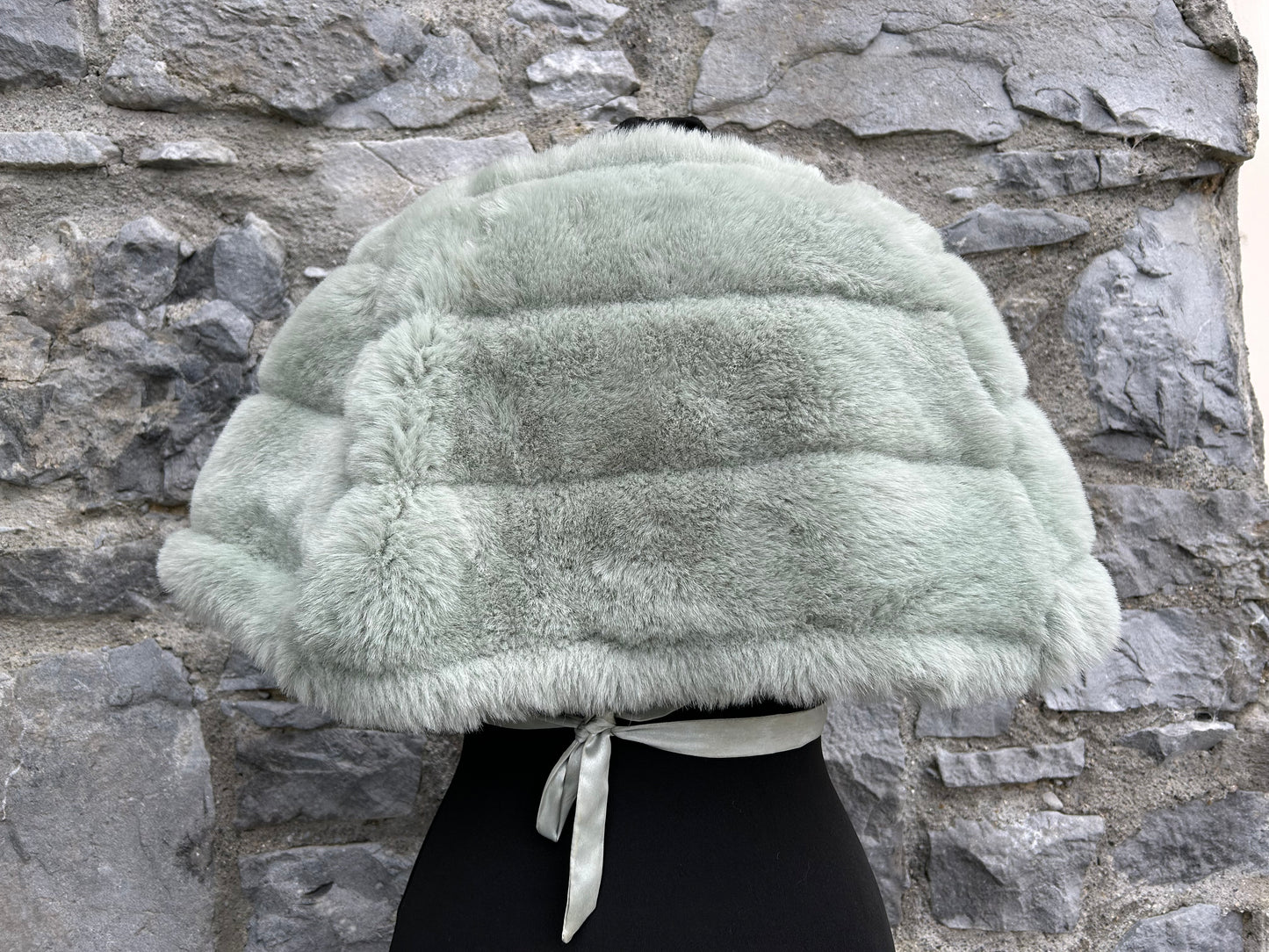 Mint faux fur cape