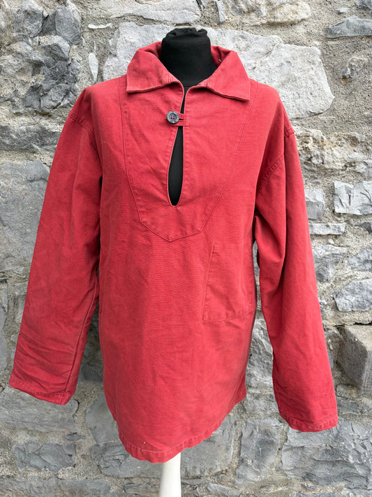 90s red French fisherman's smock Small