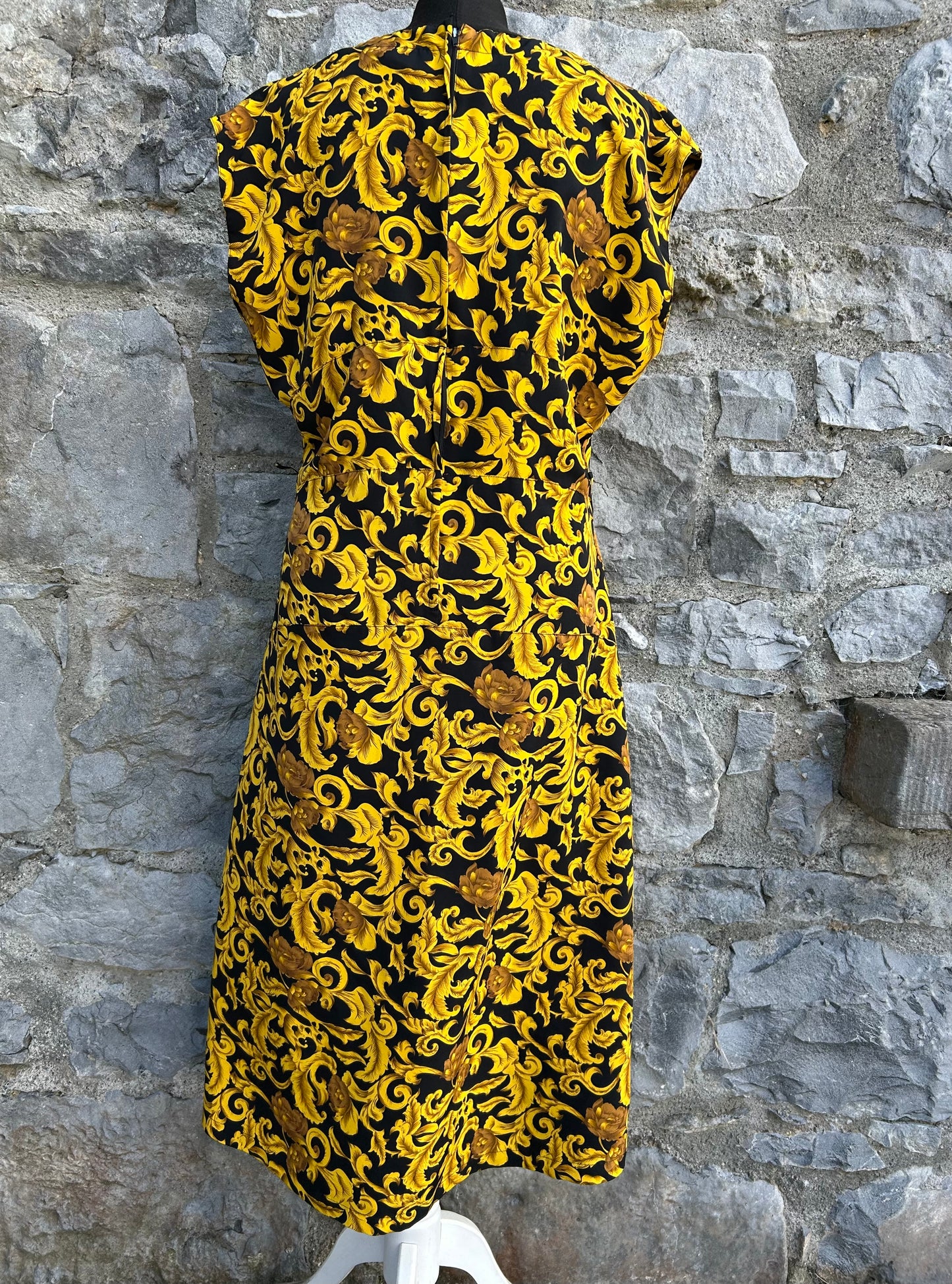 90s yellow damask dress uk 12