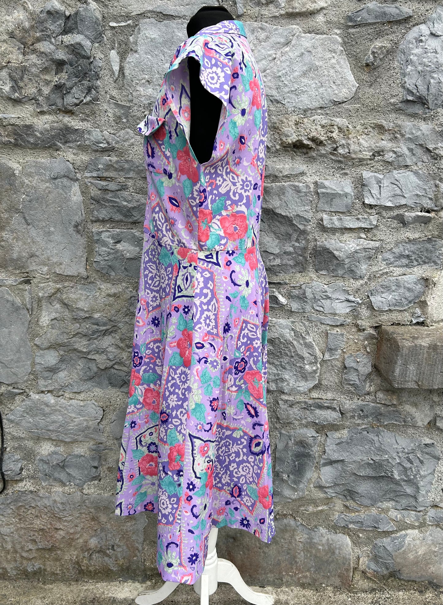 80s floral purple dress uk 12