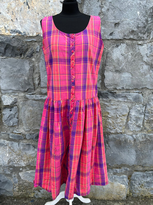 90s pink check dress uk 12