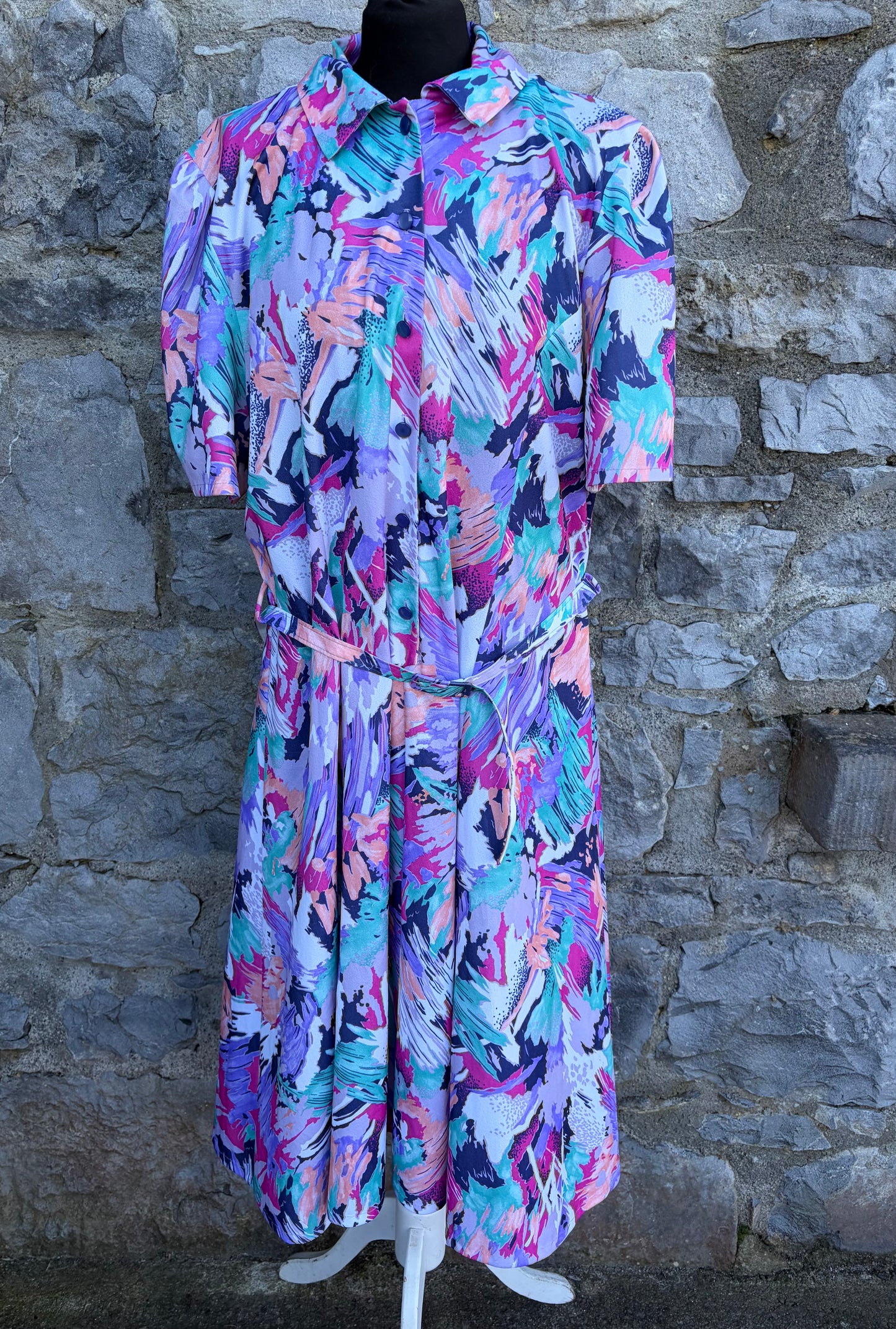 80s colourful abstract dress uk 18-20