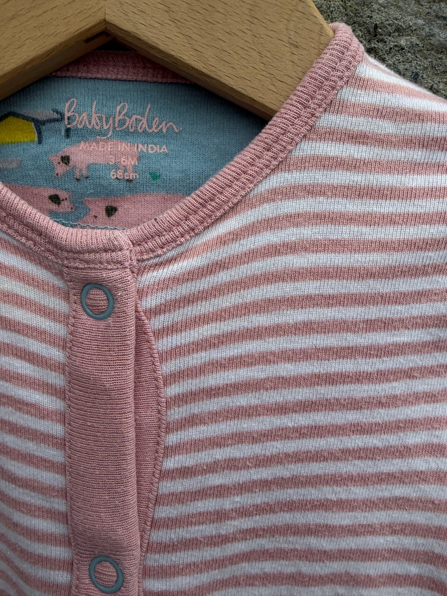 MB Pink stripy onesie  3-6m (62-68cm)
