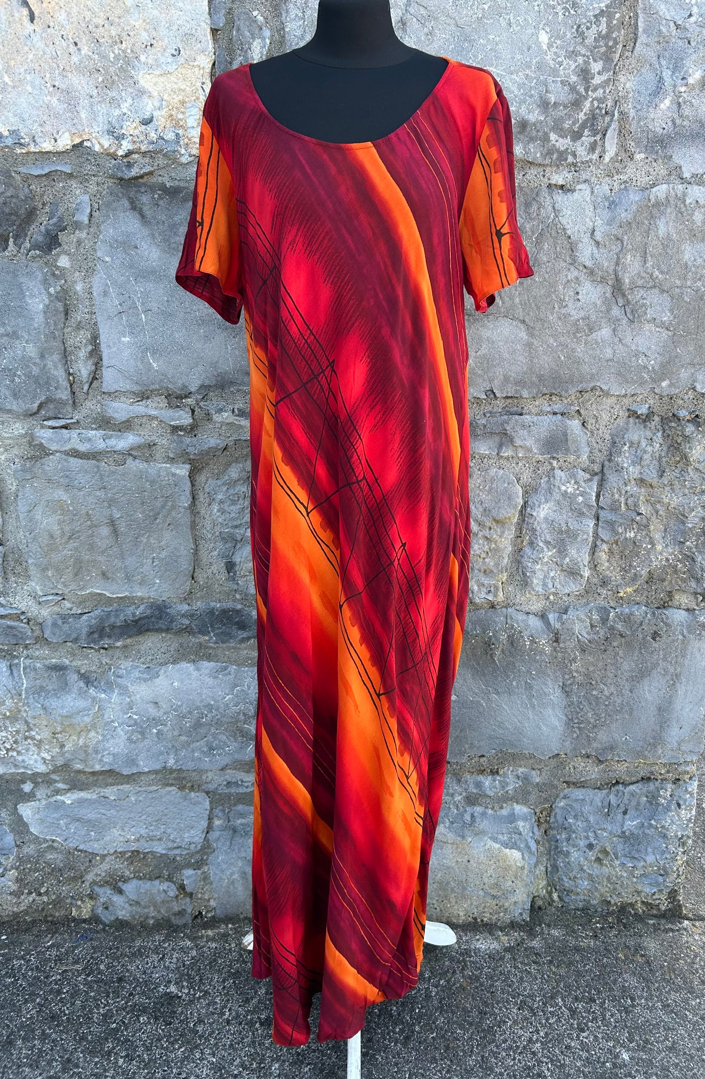 Y2K orange stripy dress uk 18-20