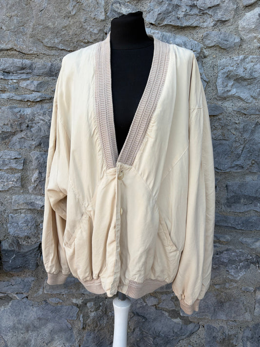 80s ivory bomber jacket Large