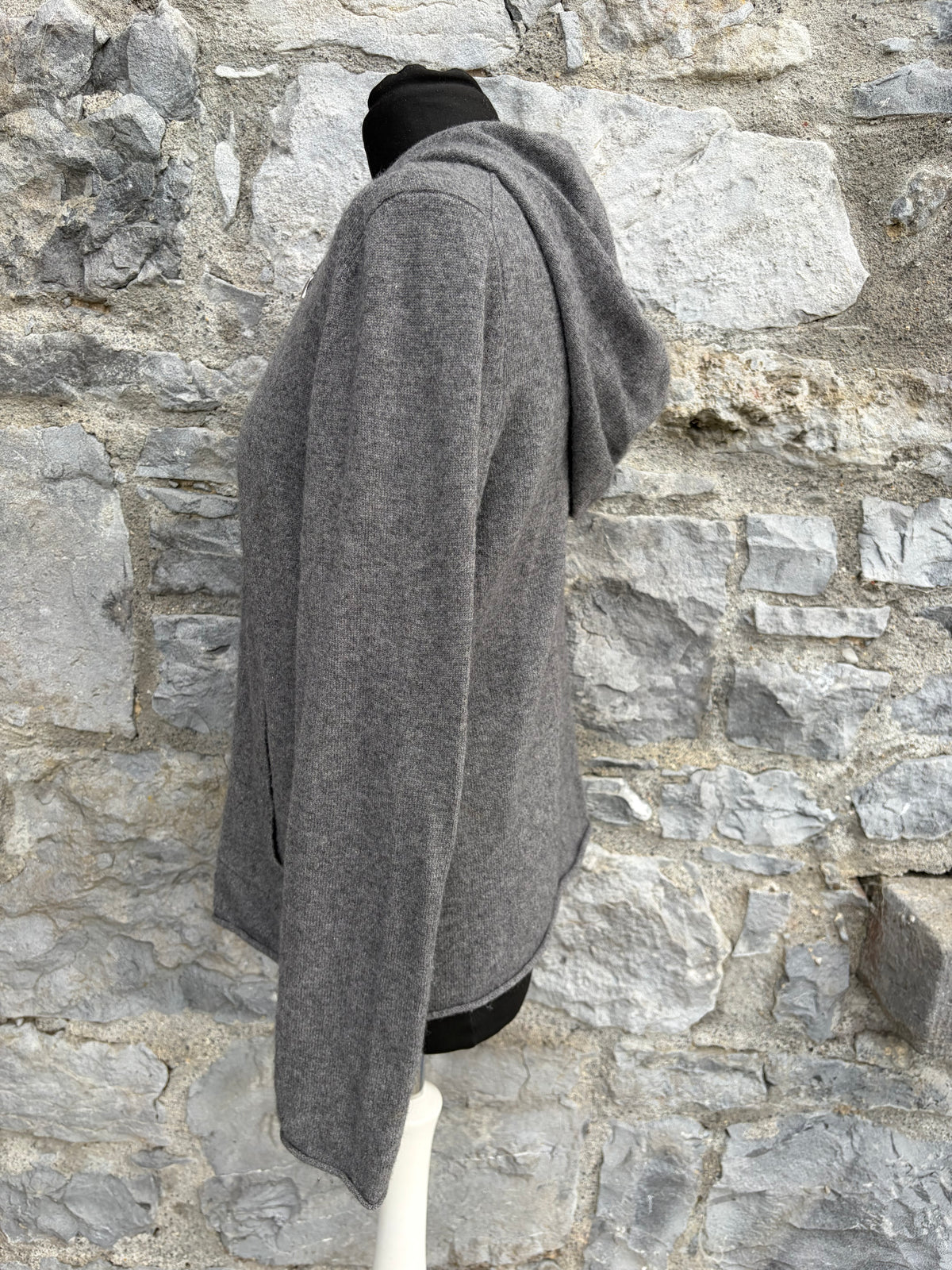 Grey hooded cashmere cardigan uk 10-12