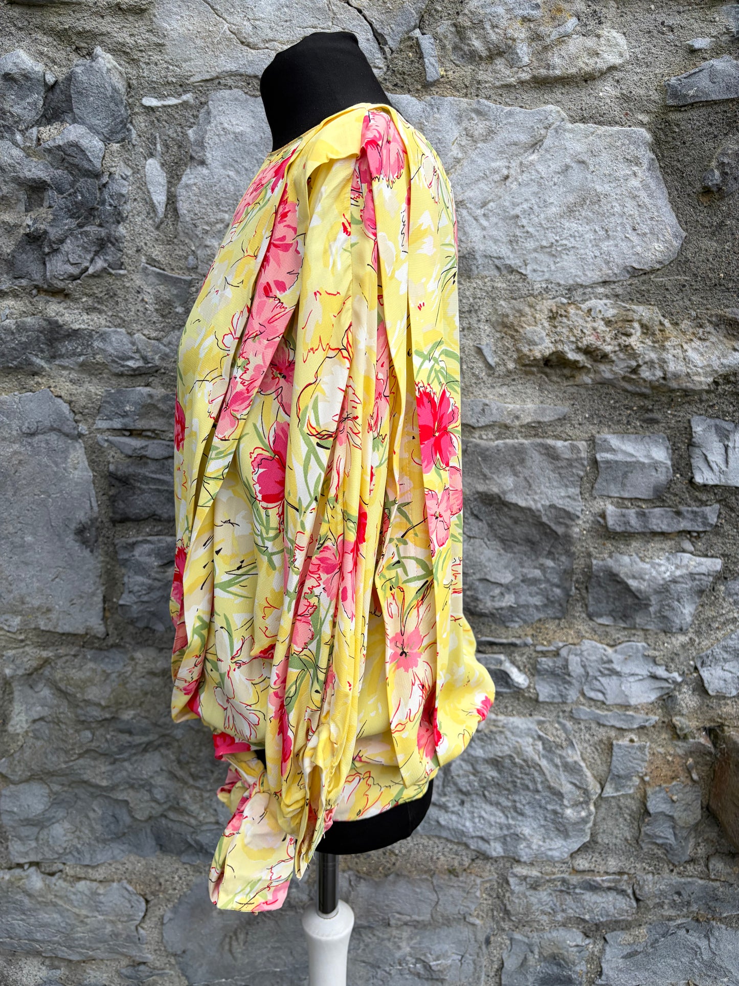 80s flowers yellow top uk 12-14