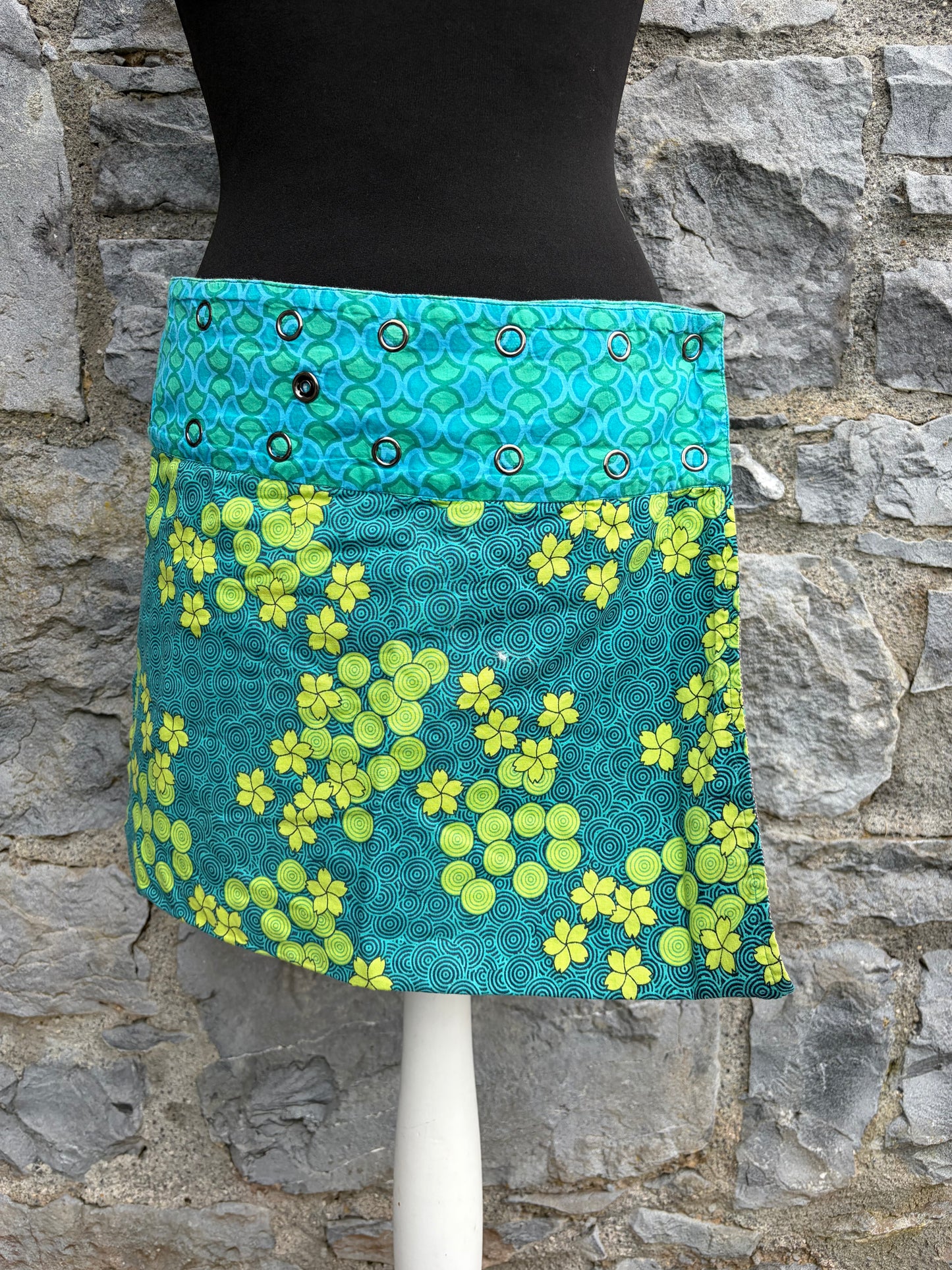 Teal&brown reversible skirt uk 10-12