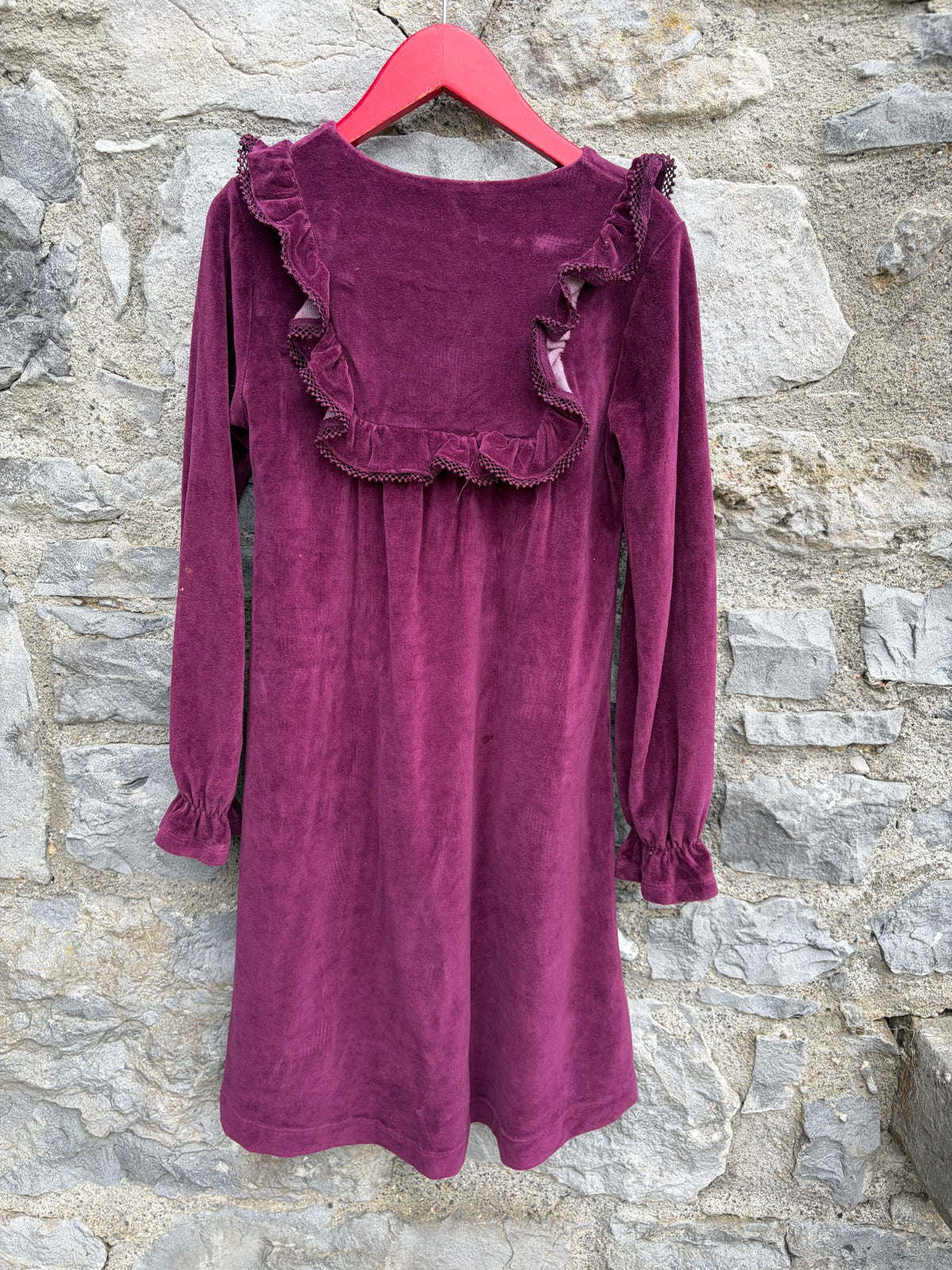 Maroon velour dress  10-11y (140-146cm)