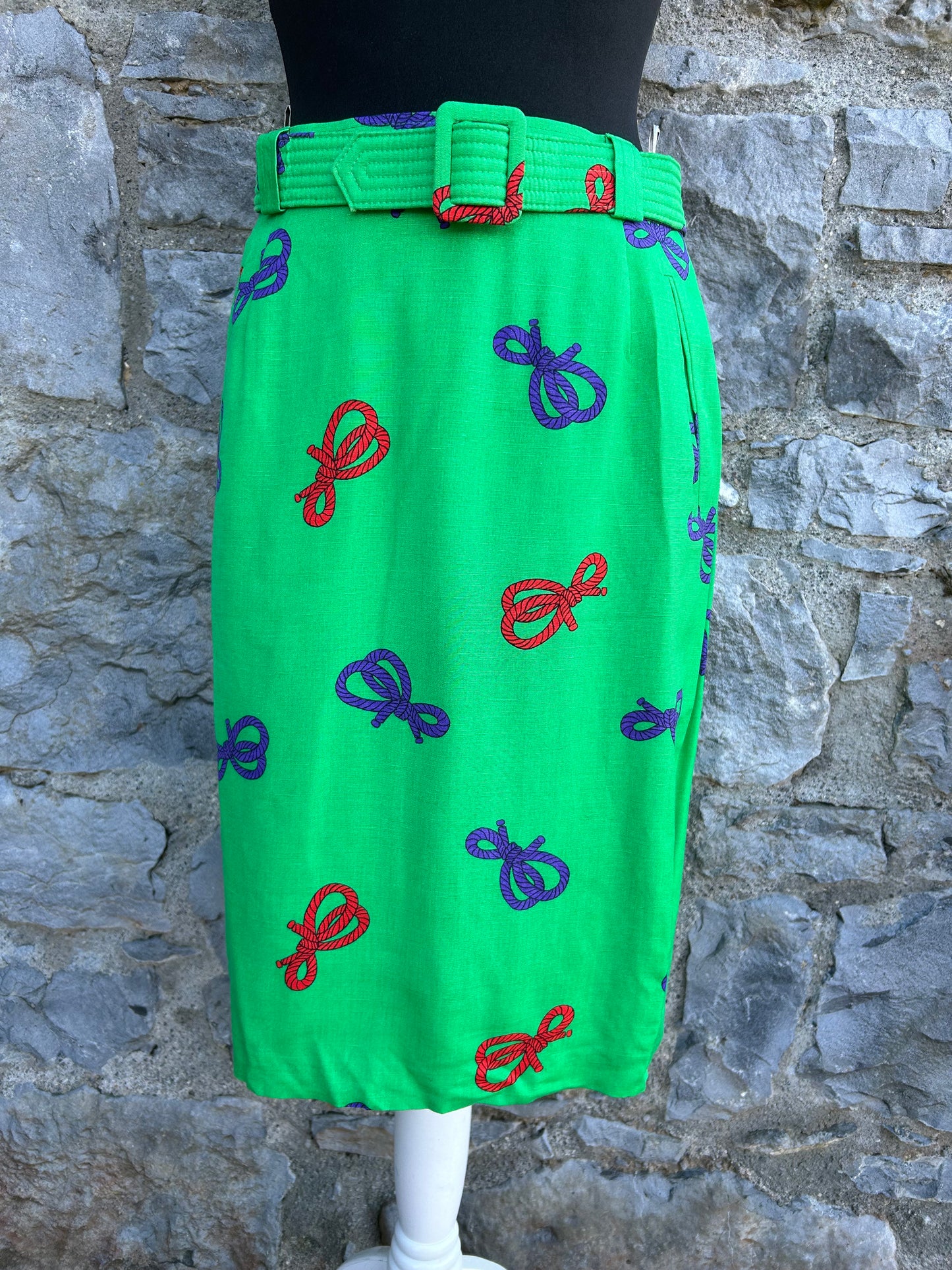 80s green knots skirt uk 10