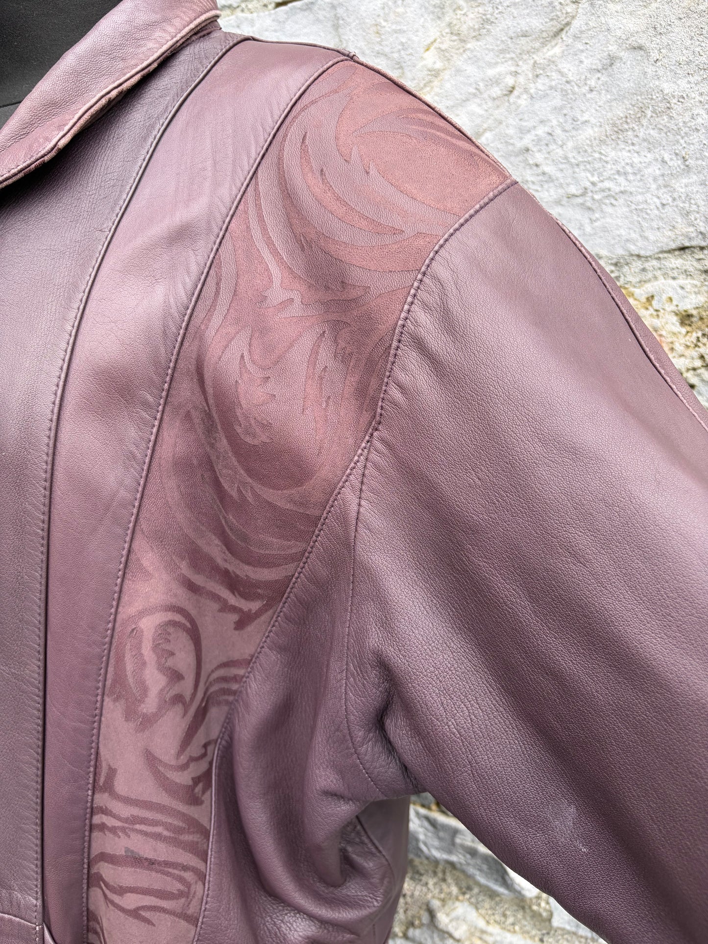 80s brown leather jacket uk 14