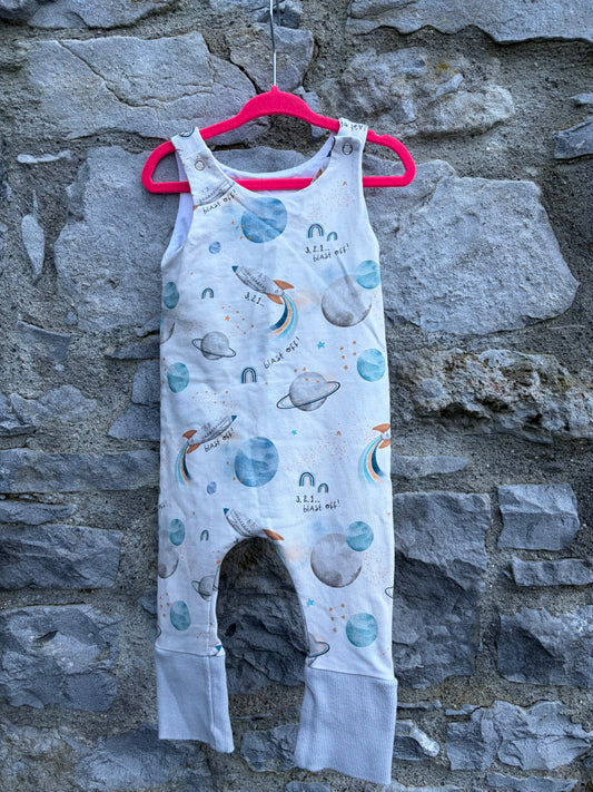 Space ivory dungarees 3-12m (62-80cm)