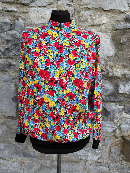80s colourful flowers top uk 10-12
