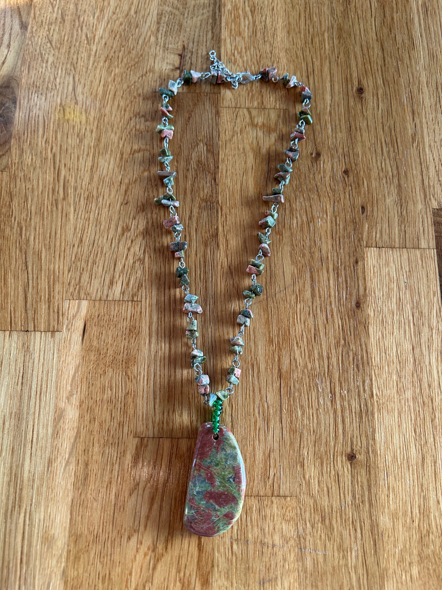 Unakite gemstone necklace