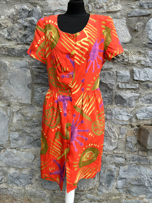 80s abstract orange dress uk 8-10