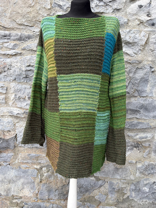 90s green patchwork jumper uk 12-14