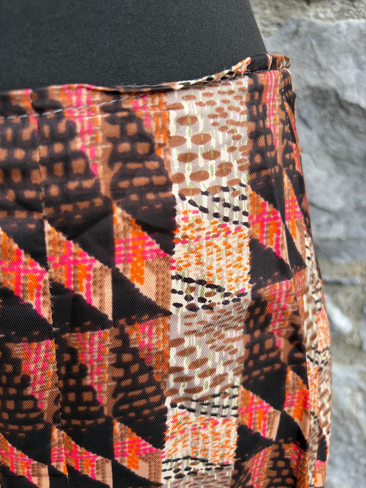 80s Brown&beige top&skirt uk 8-10