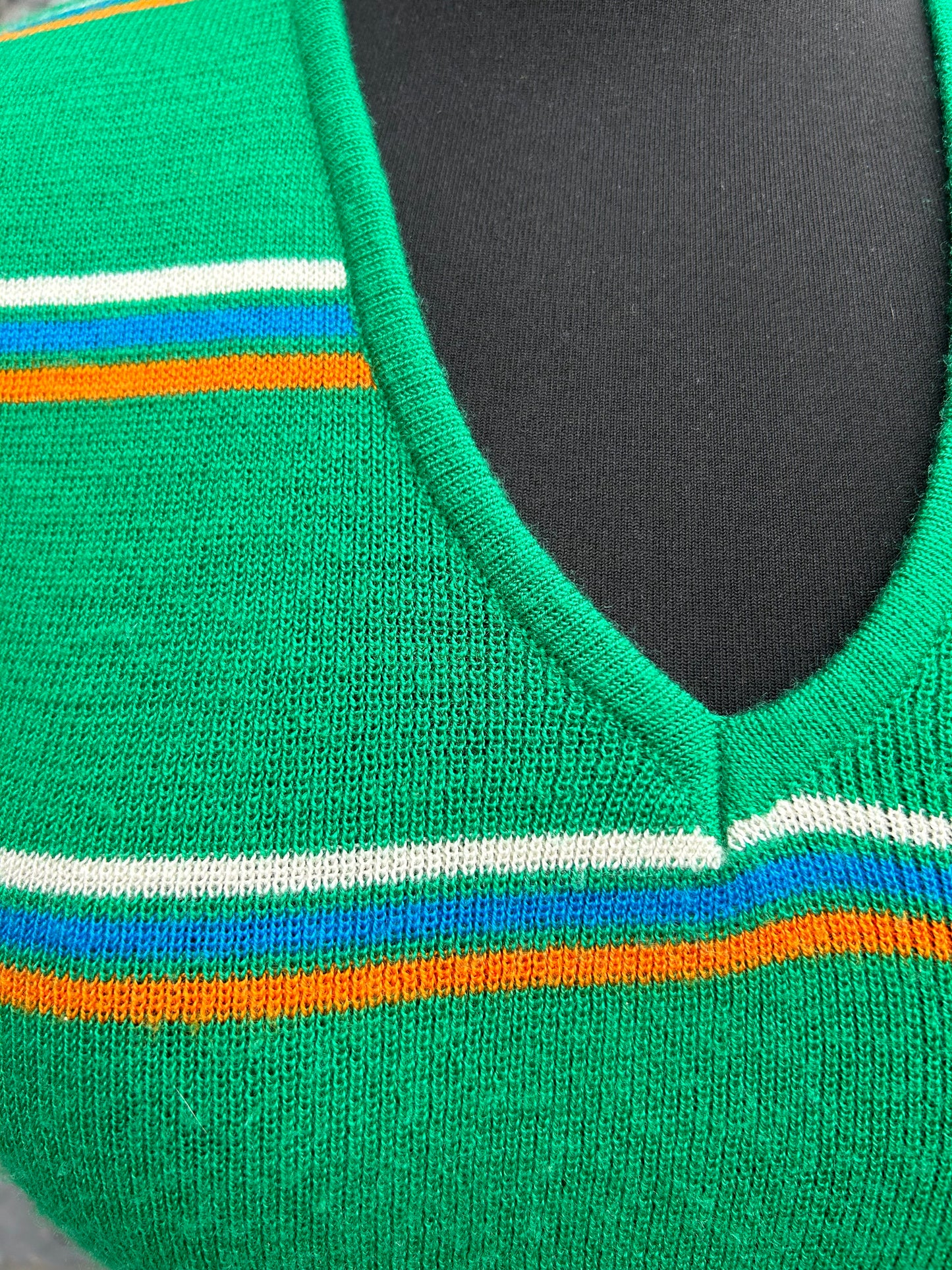 80s Green stripy knitted top uk 6-8