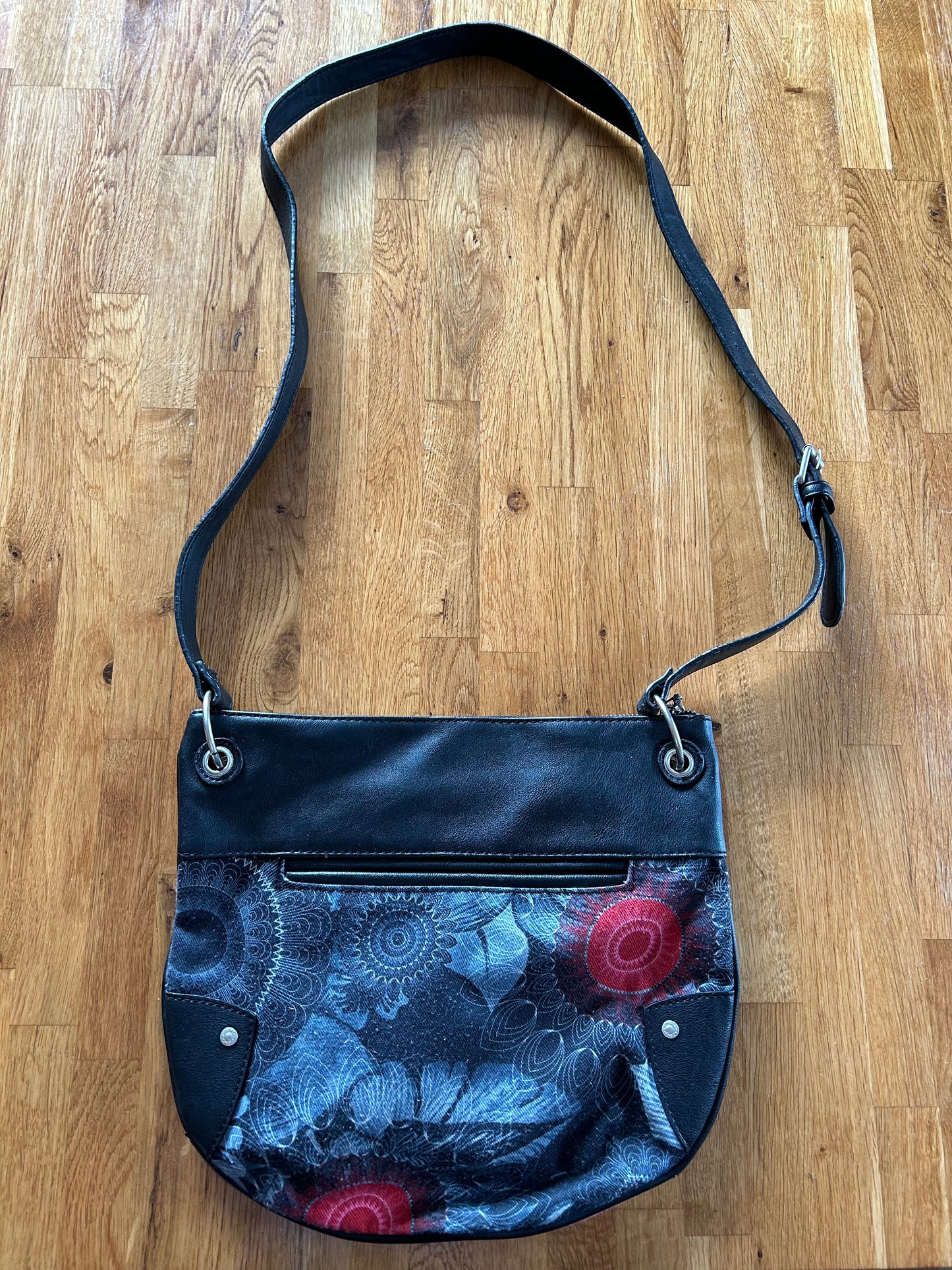 Black& grey floral crossbody bag