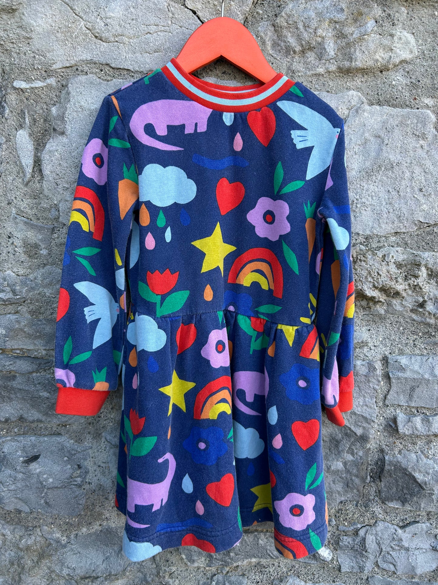 MB Rainbows&dinos navy dress  5-6y (110-116cm)