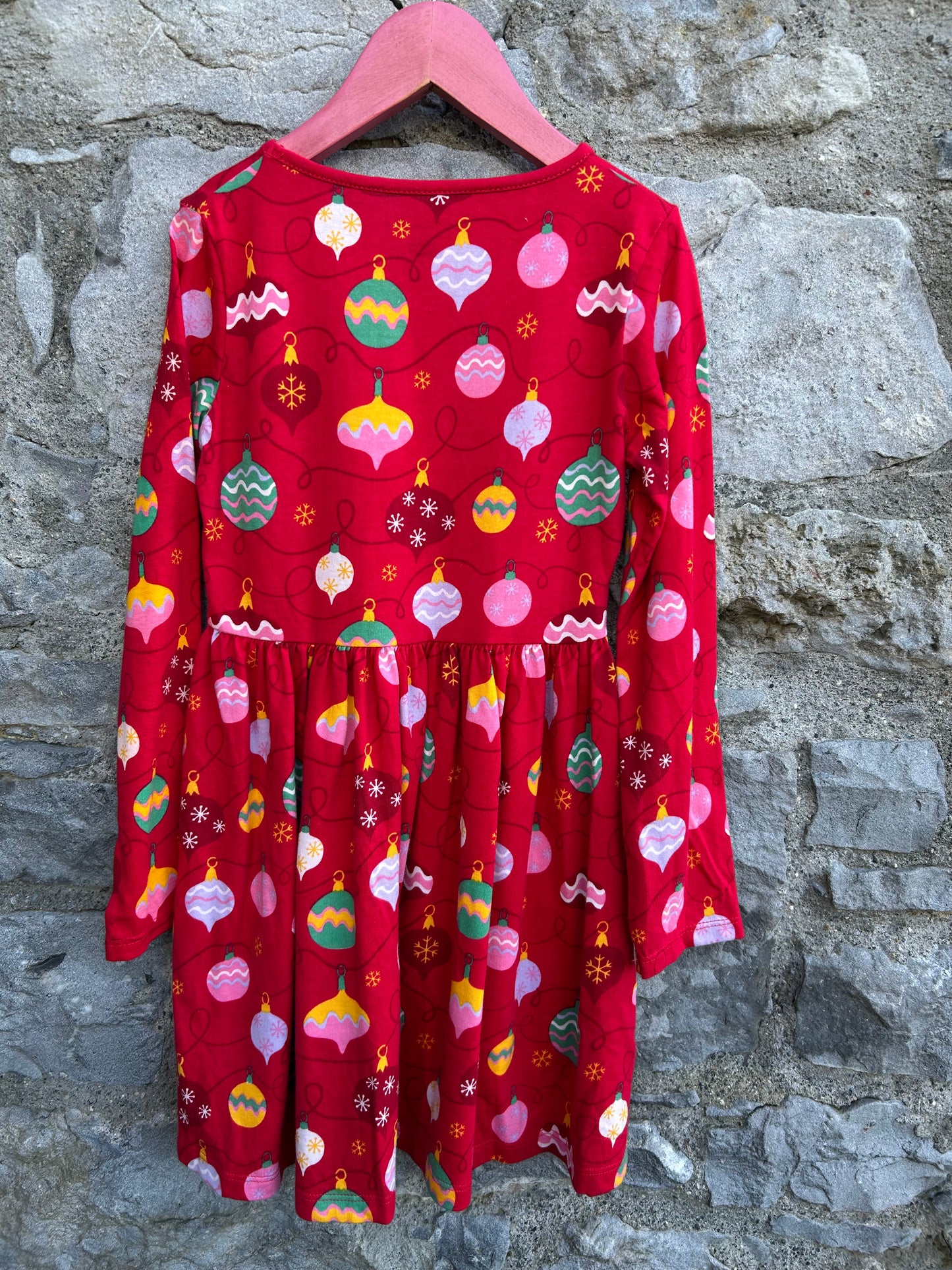 Christmas bulbs red dress 7-8y (122-128cm)