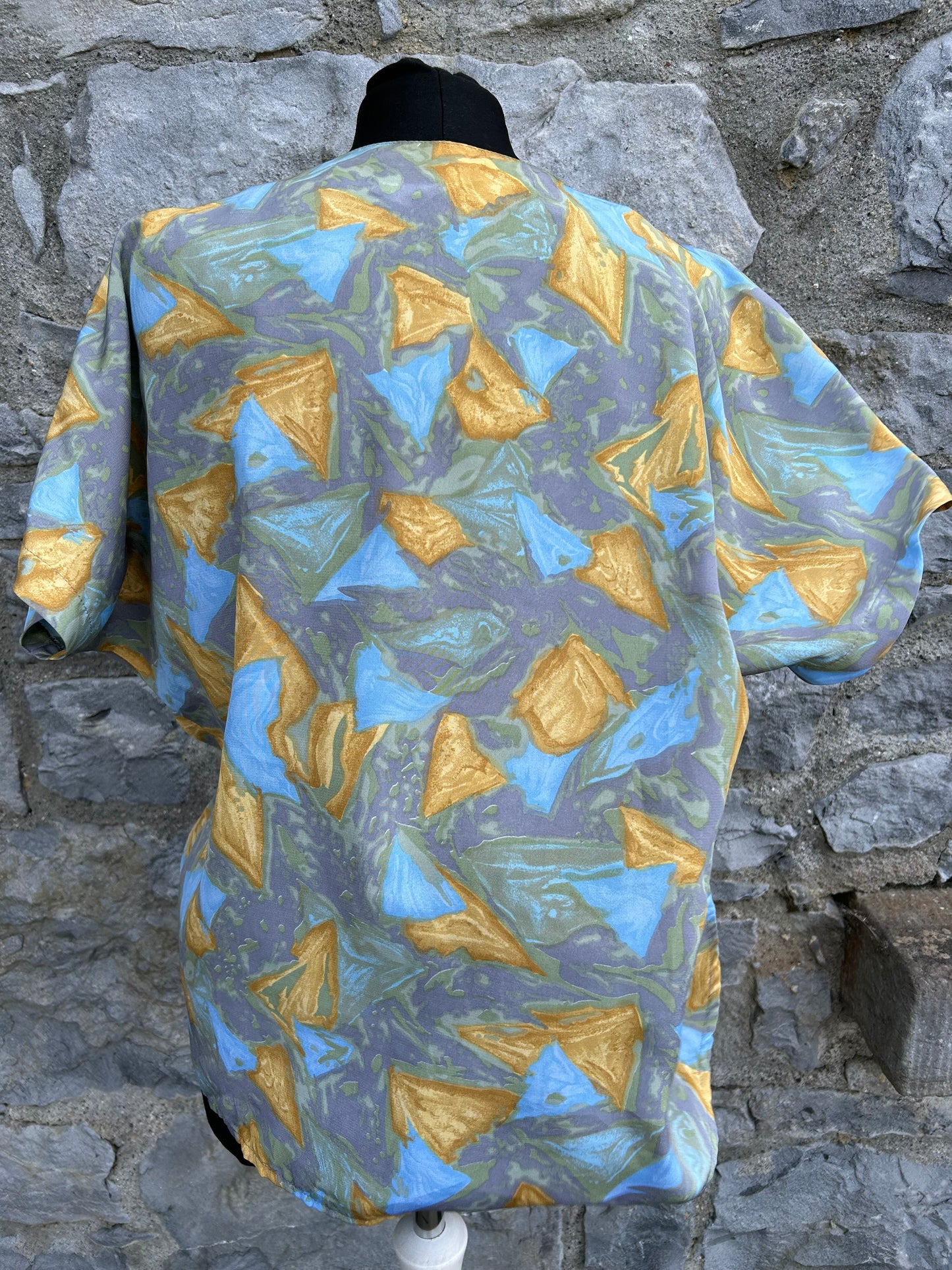 80s blue and yellow top uk 12