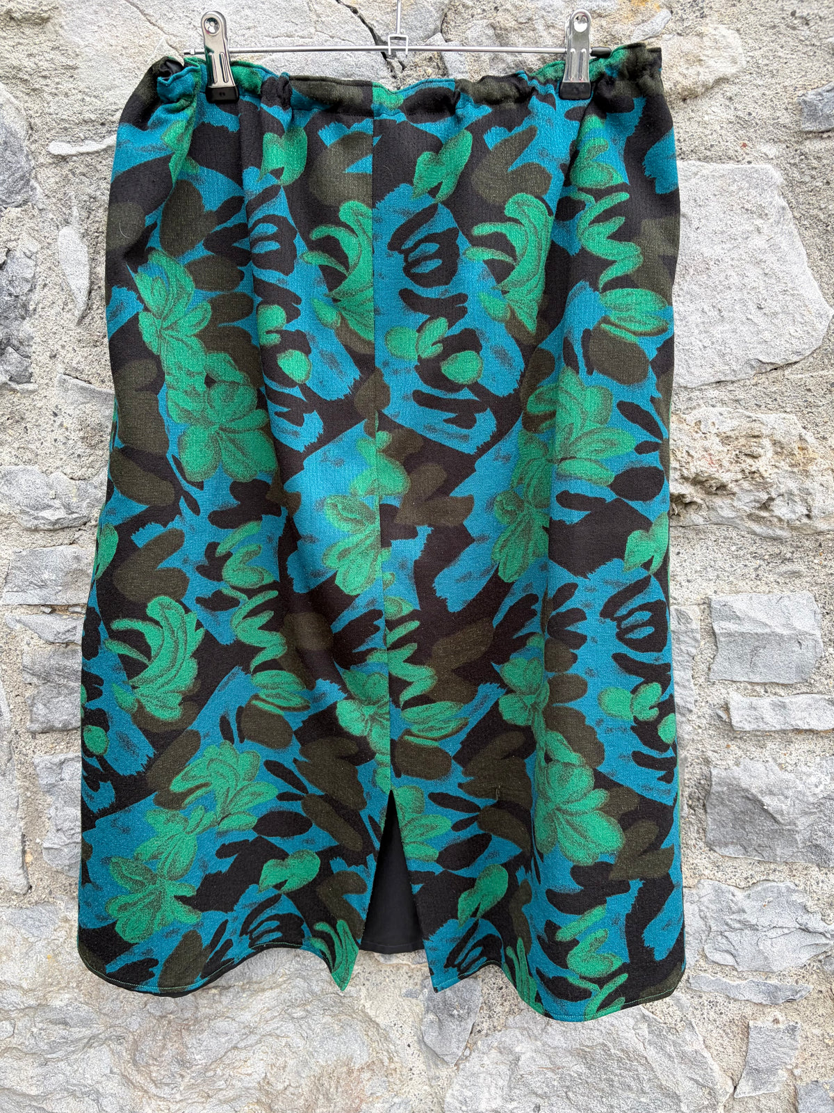 90s teal&green floral skirt uk 14-16