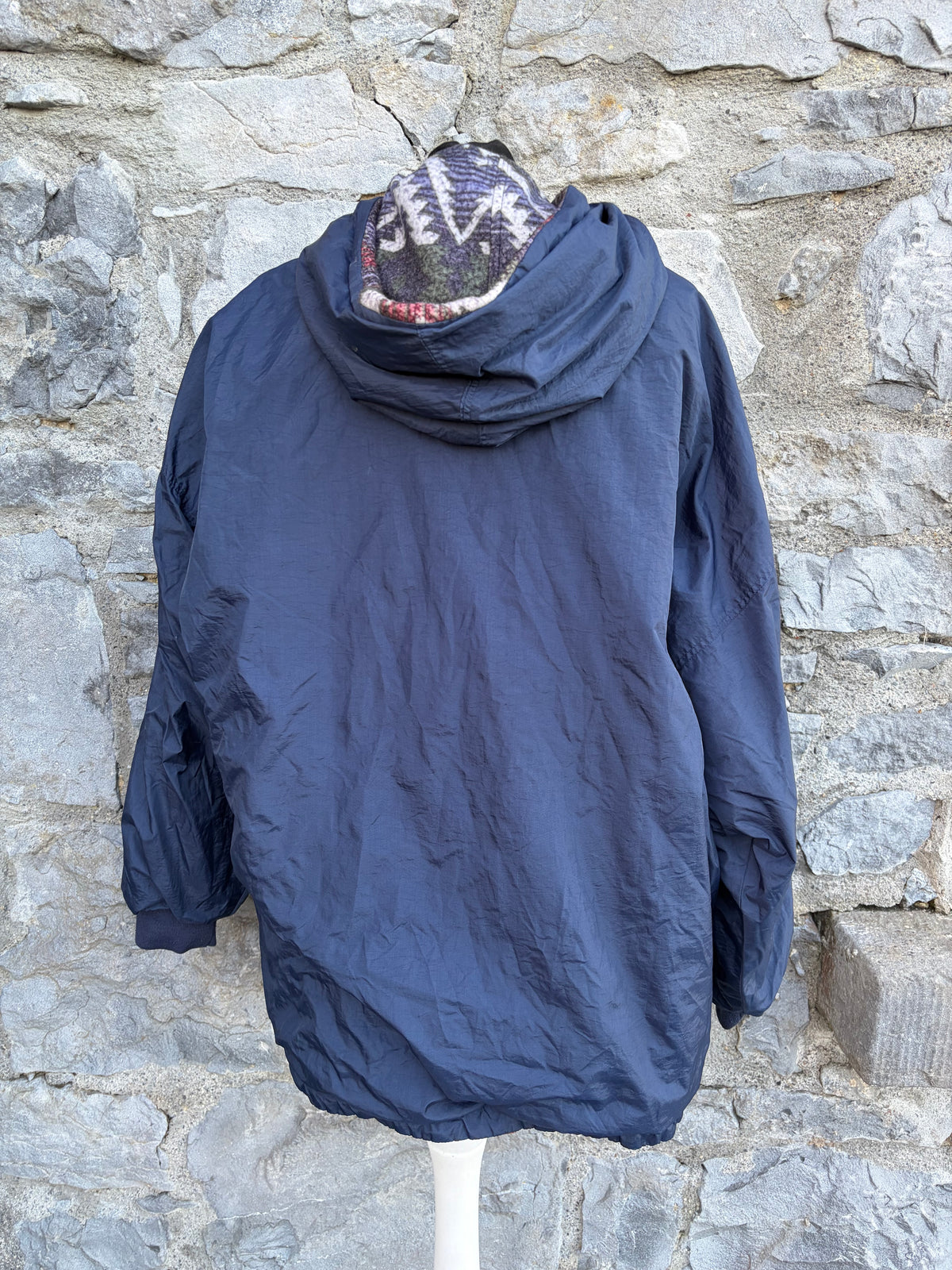 90s Aztec print fleece jacket reversible Large