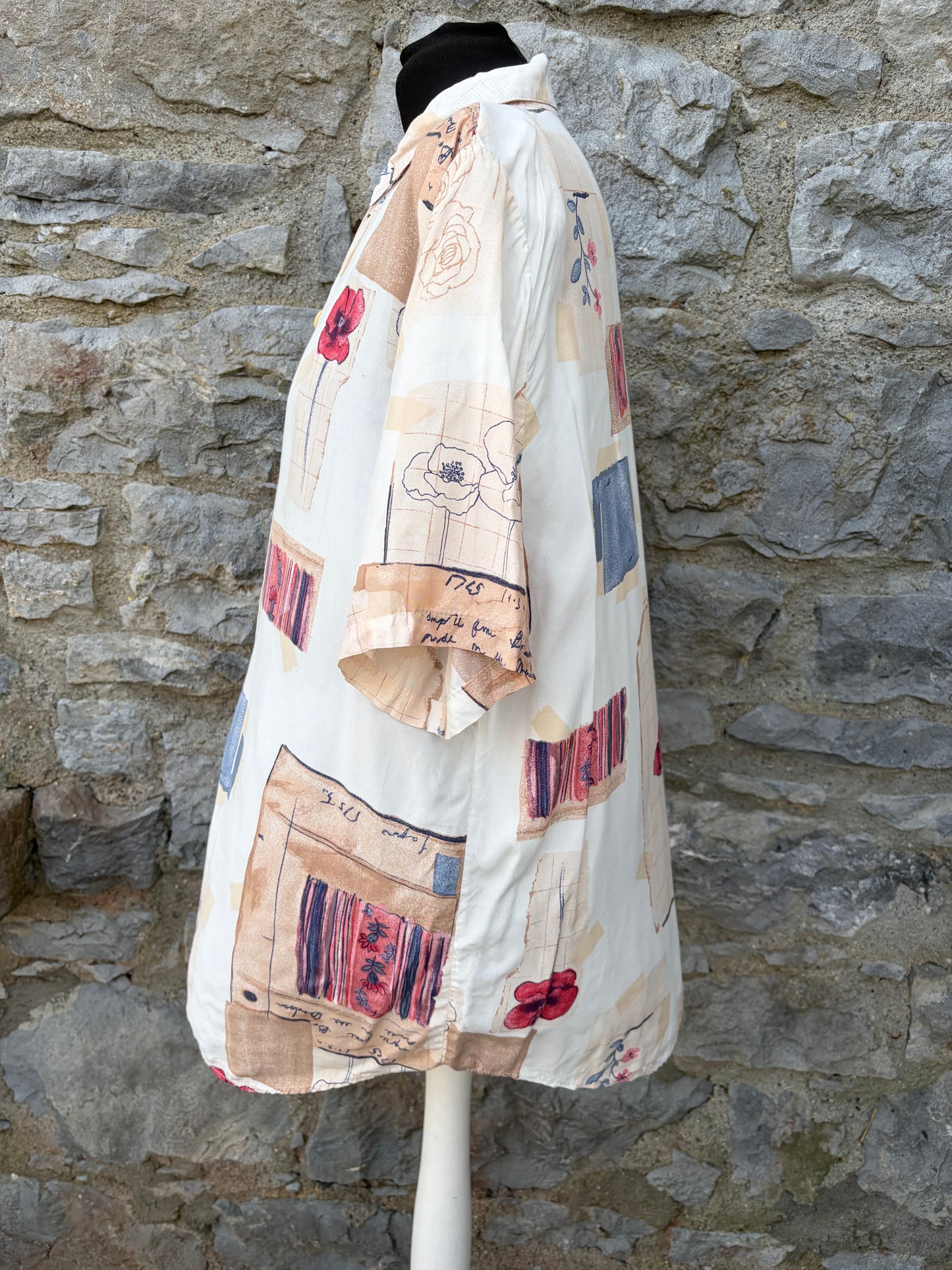 80s beige abstract shirt Medium