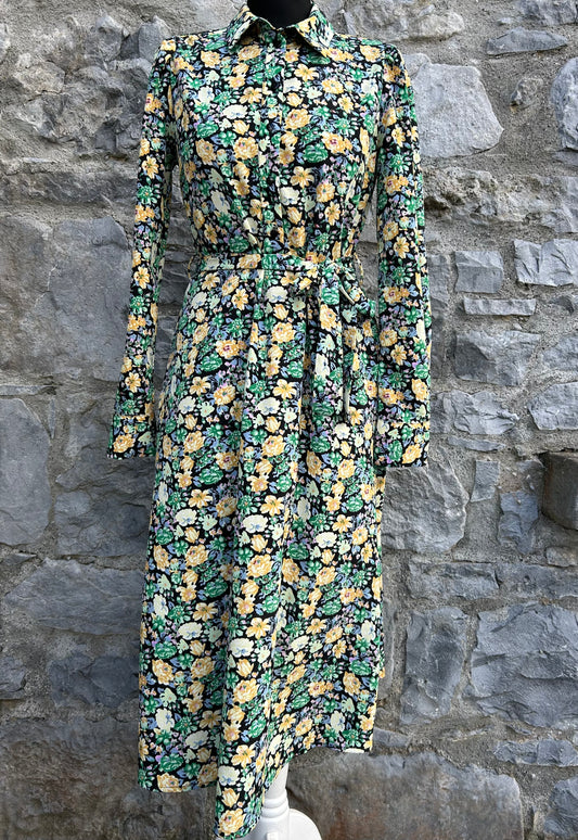 Yellow flowers black maxi dress uk 6-8