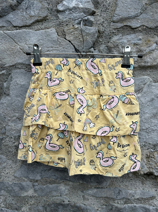 Unicorn tiered yellow skirt  4-5y (104-110cm)