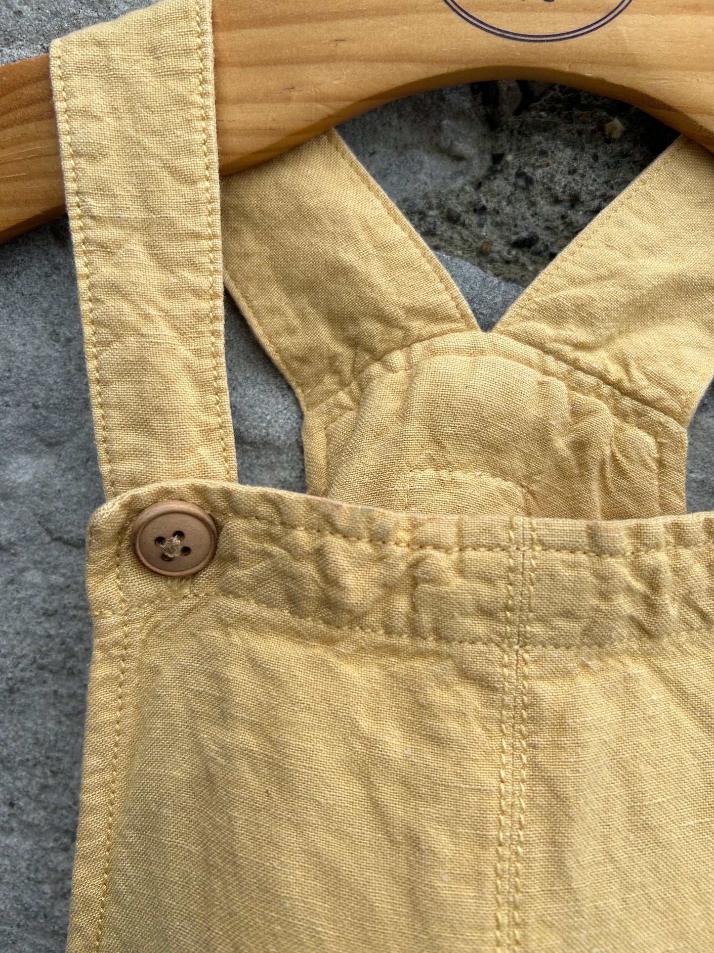 Yellow short linen dungarees  12-18m (80-86cm)