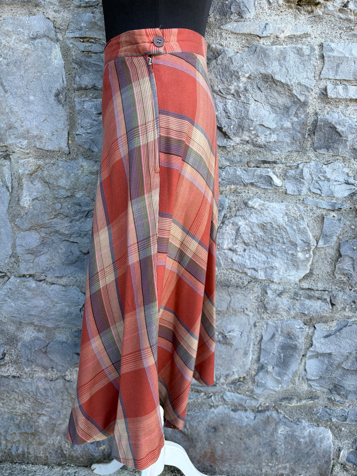 80s rusty check skirt uk 6-8