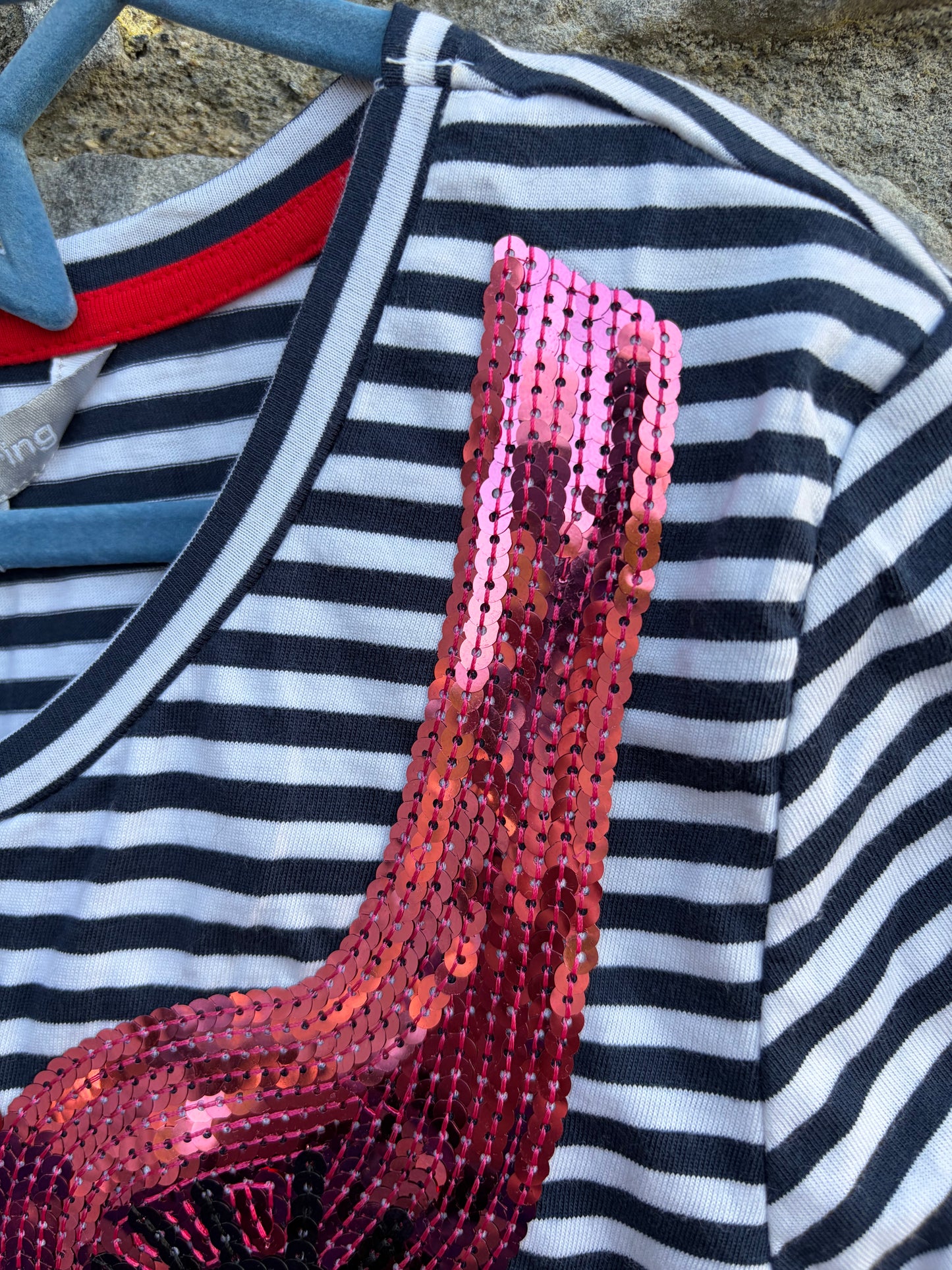 Sequin flamingo stripy T-shirt 11y (146cm)