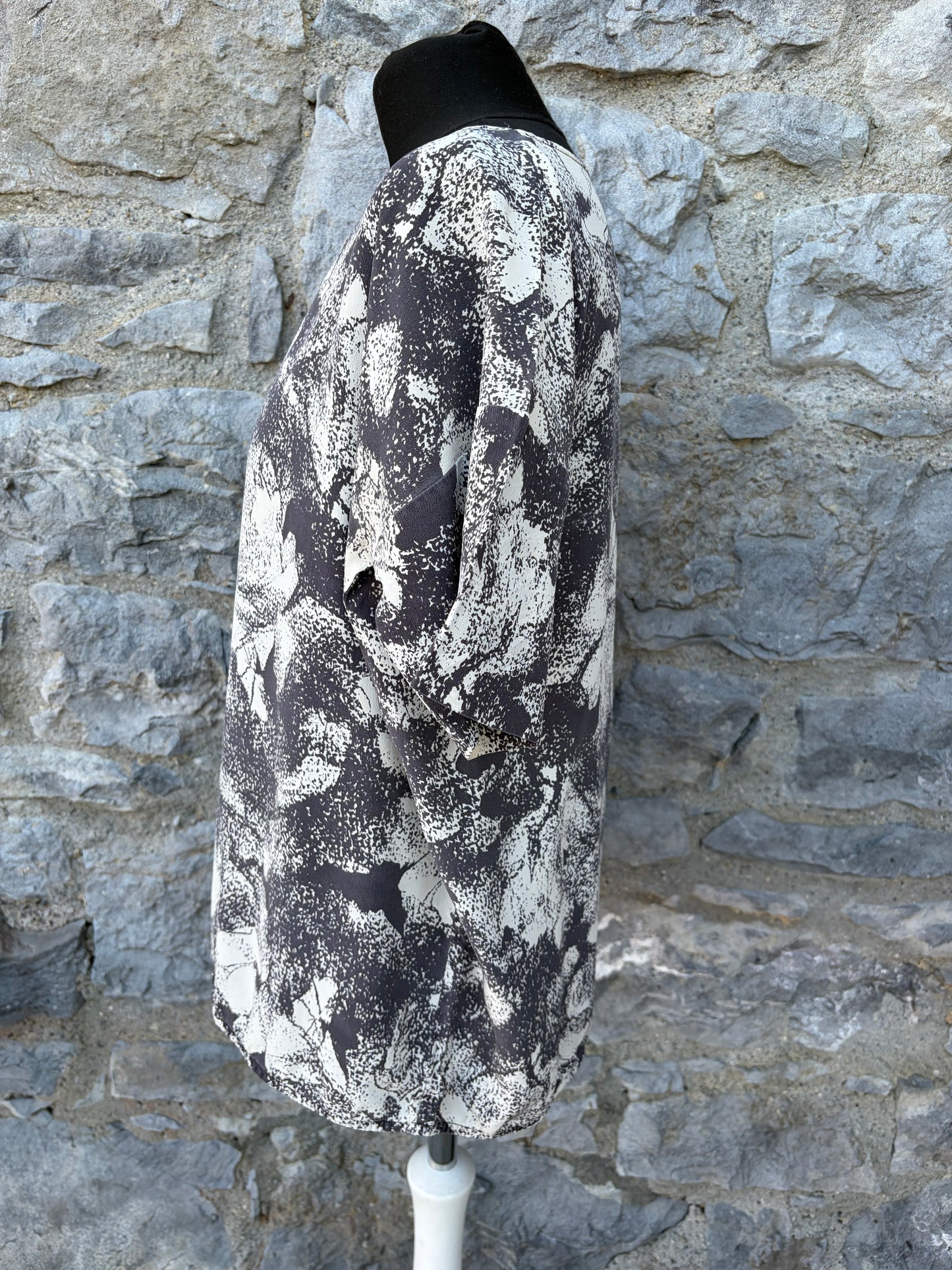 90s abstract grey silk top uk 12