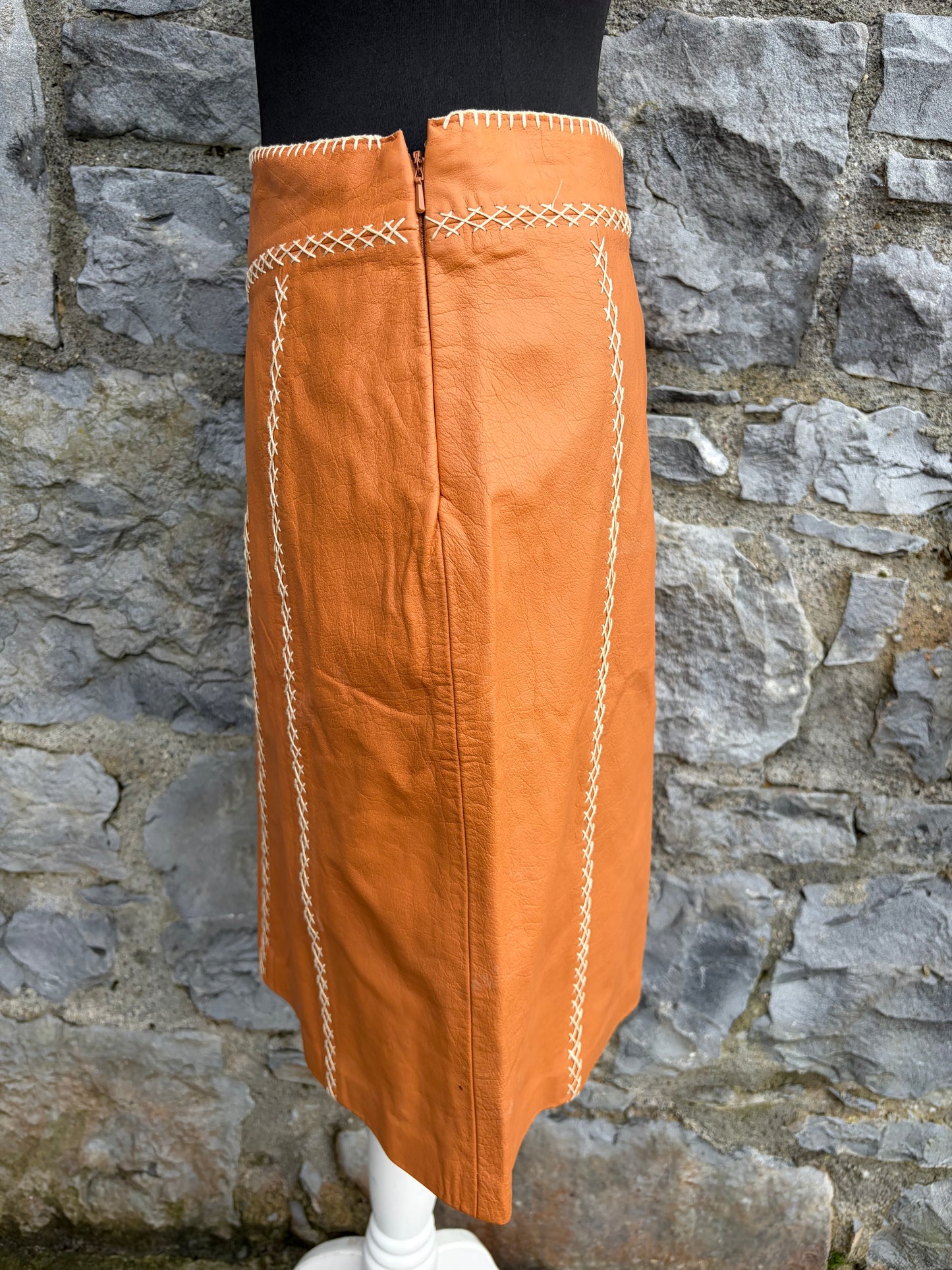 Y2K orange leather skirt uk 8-10