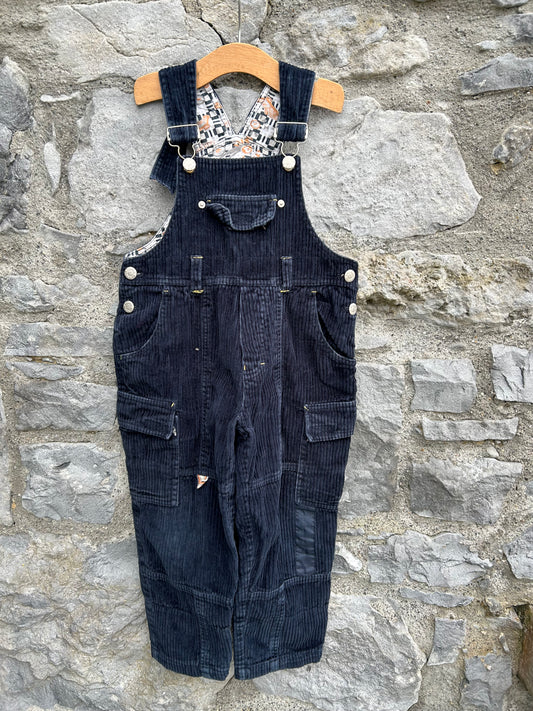 Y2K navy cord dungarees 5y (110cm)