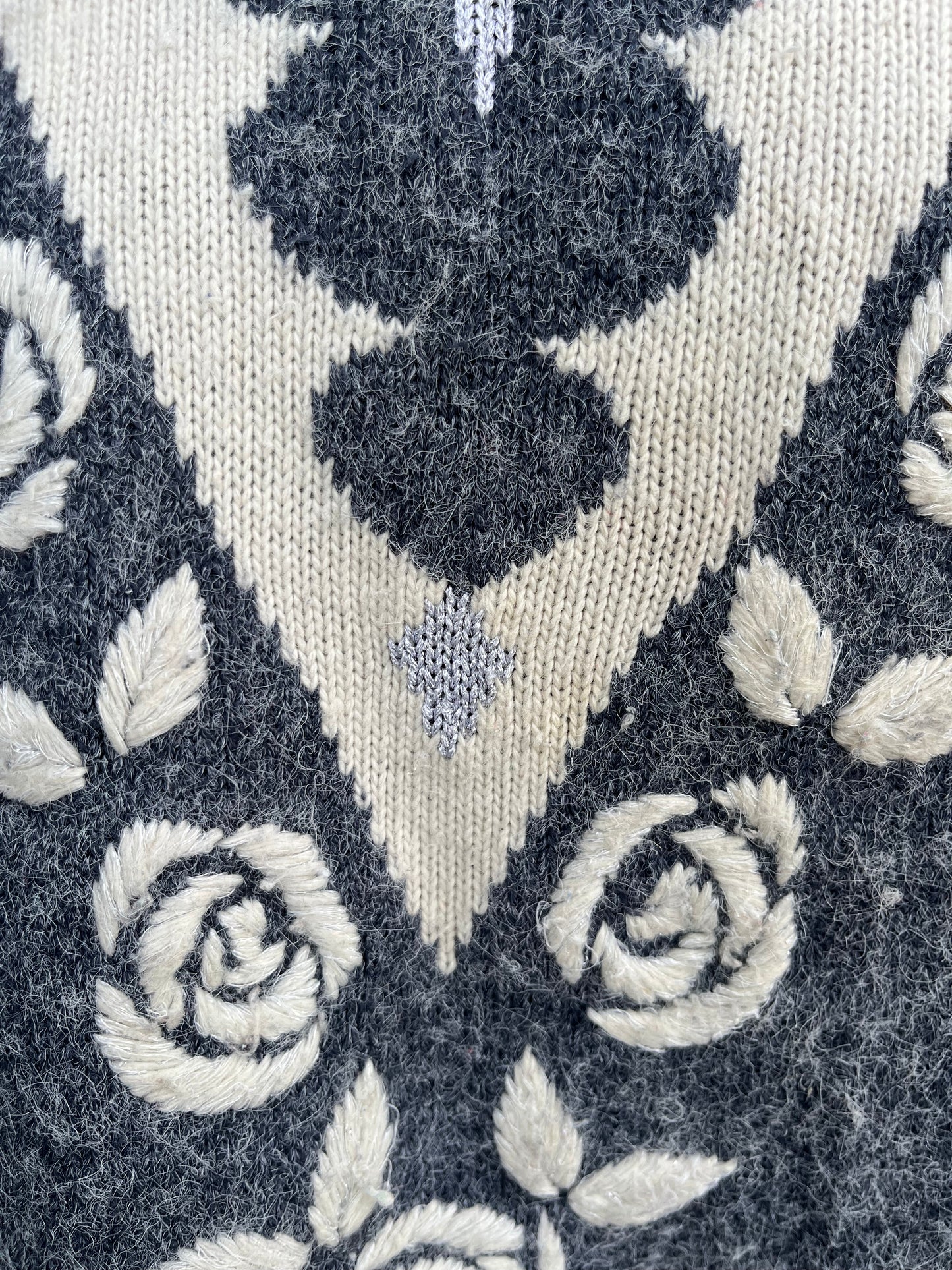 80s grey roses jumper uk 12-14