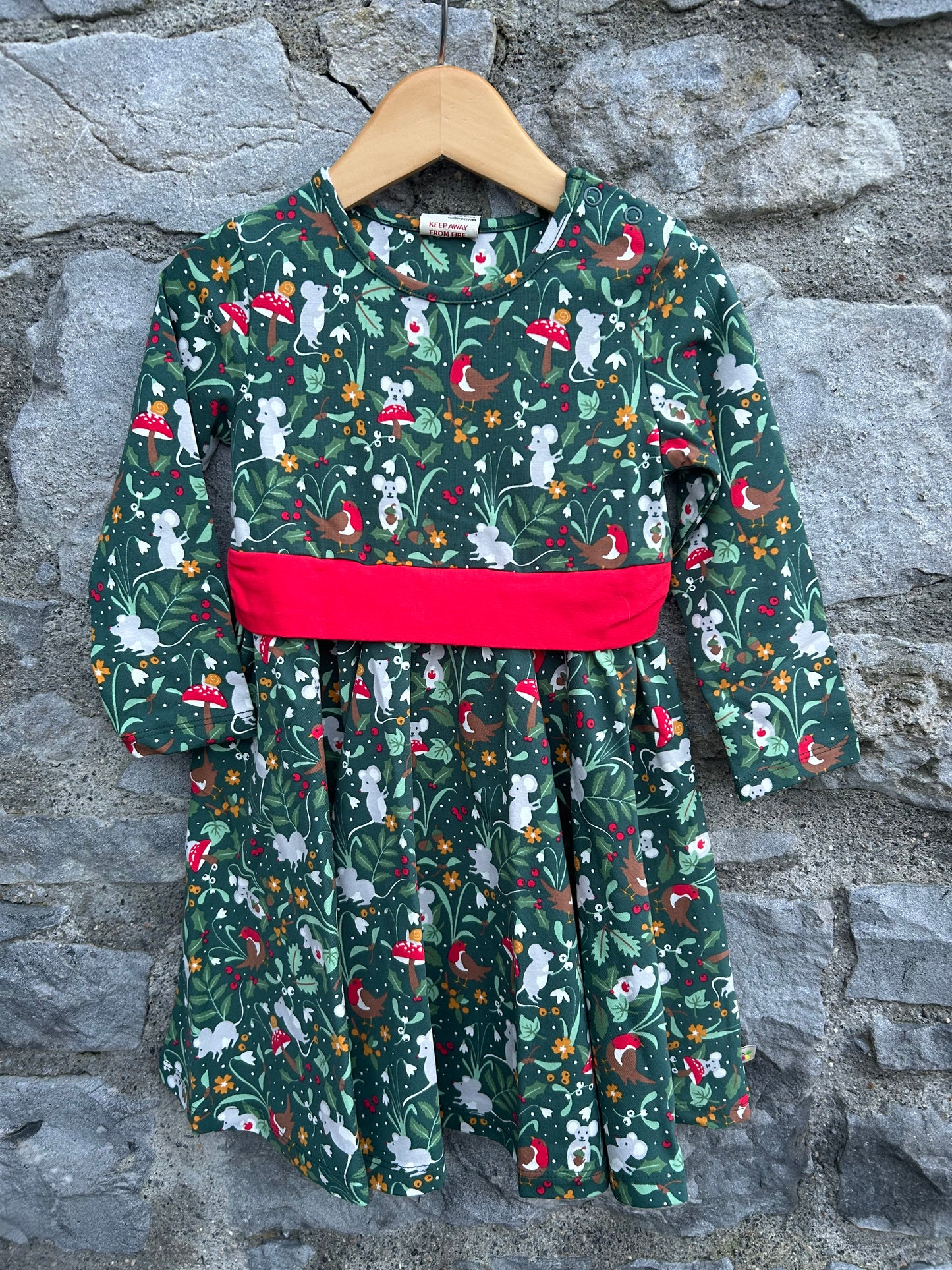 Festive woodlands green dress  18-24m (86-92cm)