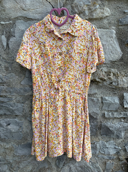 Floral mustard dress 9-10y (134-140cm)