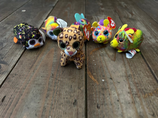6 tiny ty soft toys animals