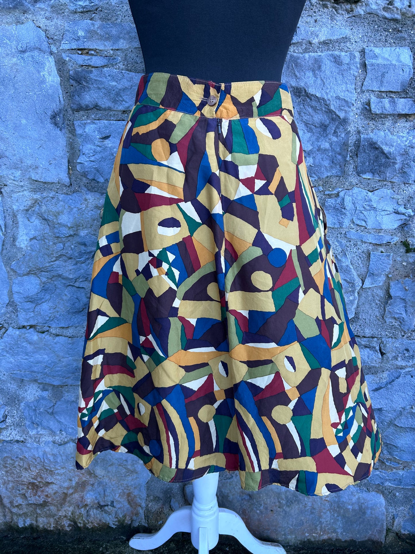 80s abstract silk skirt uk 10