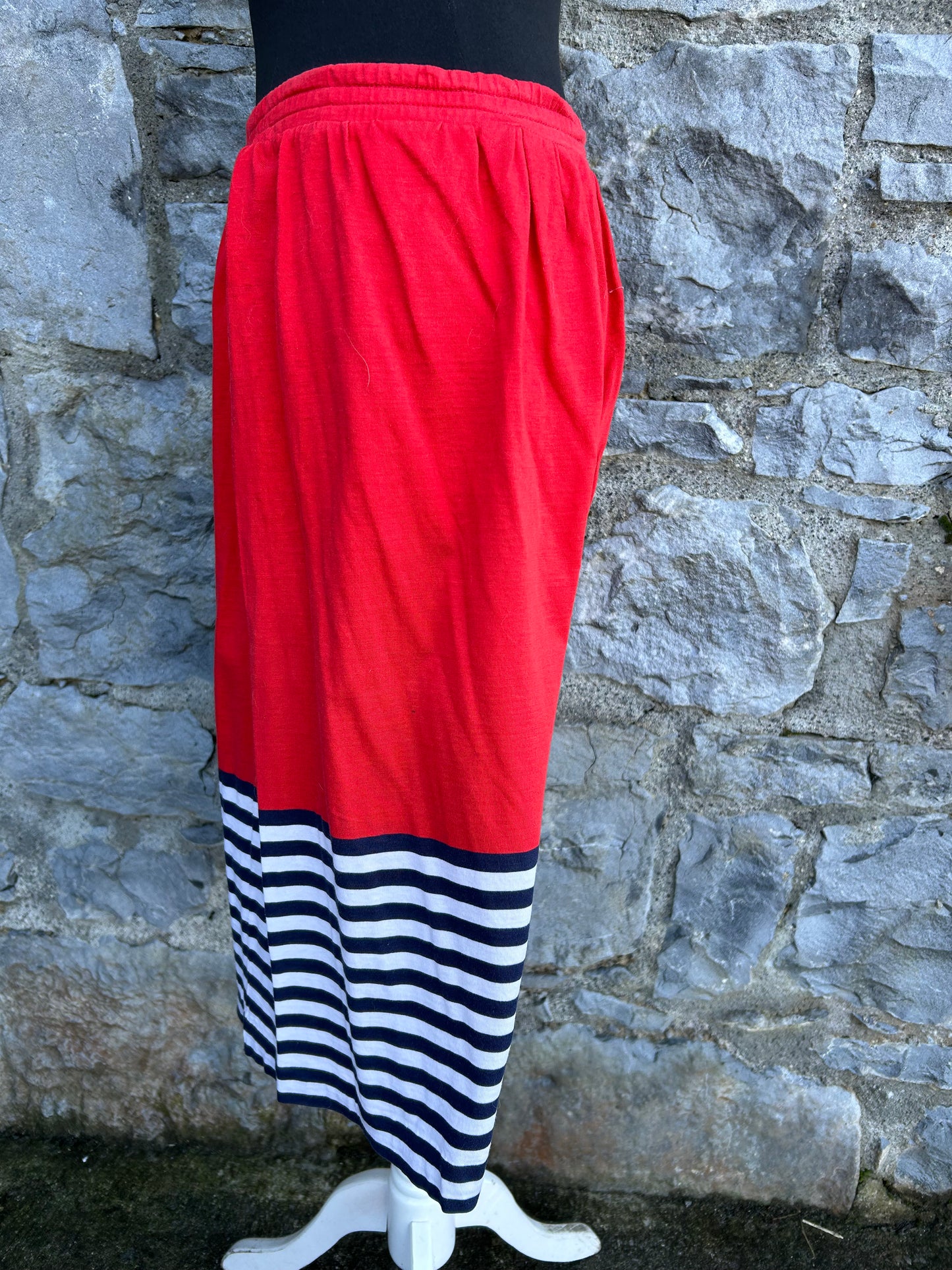 80s red&stripy skirt uk 12