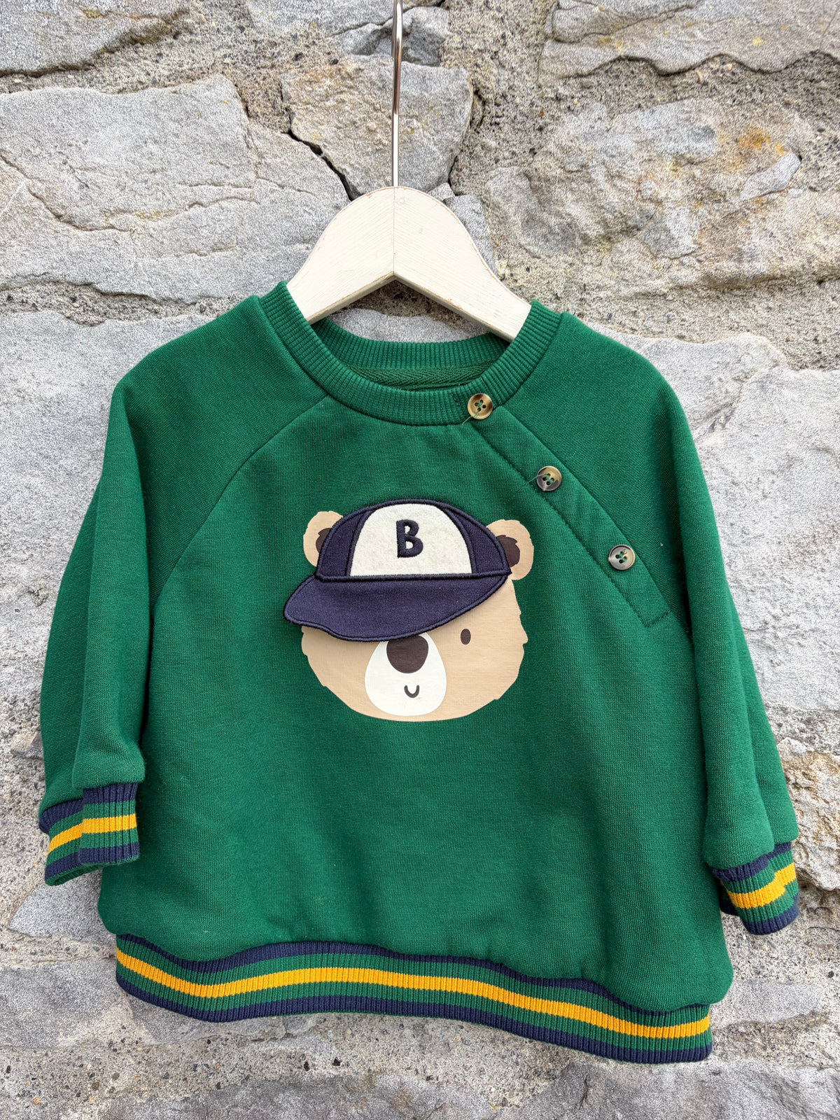 Baseball bear green sweatshirt  9-12m (74-80cm)