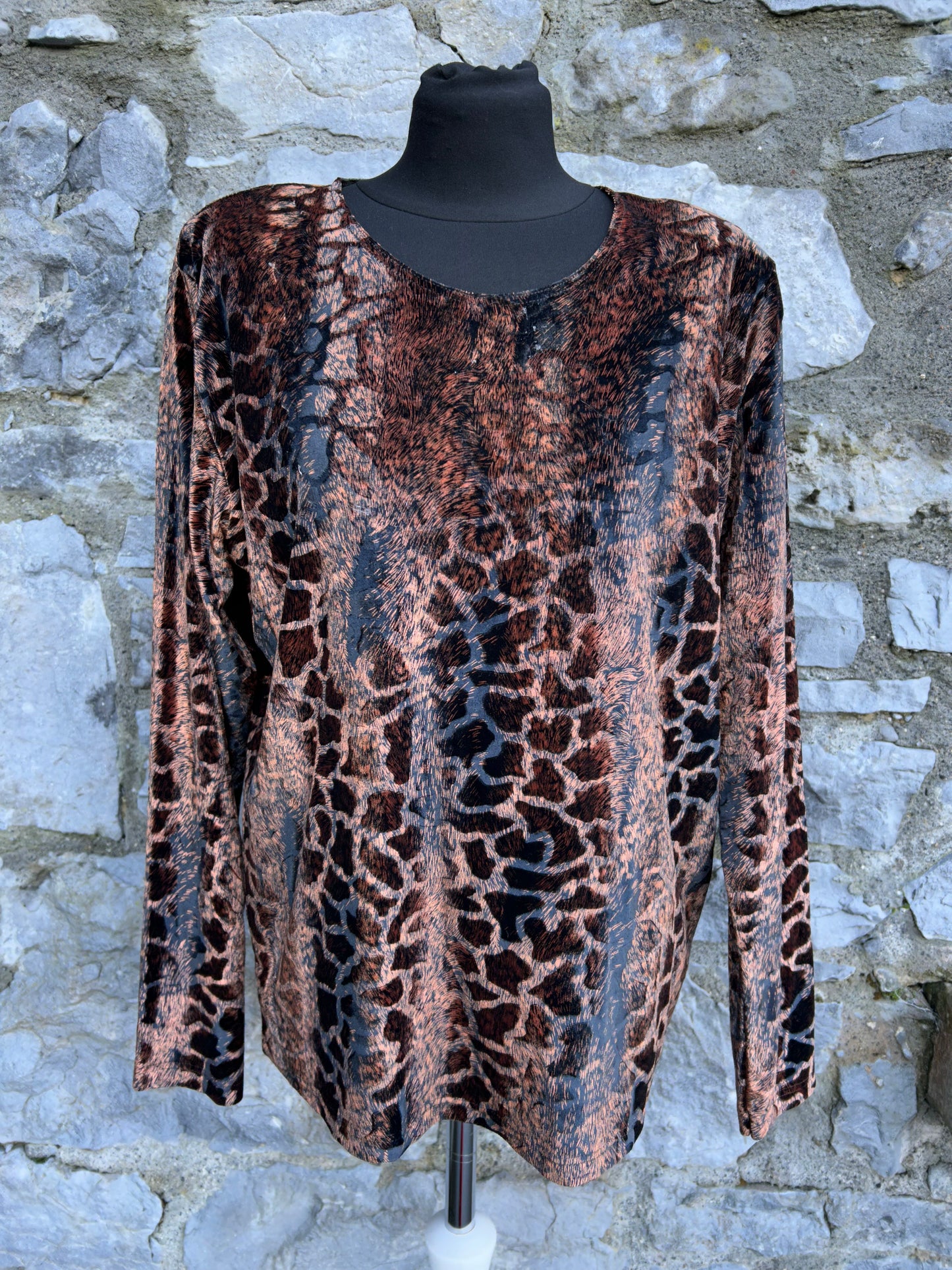 Y2K brown animal print velvet top uk 12