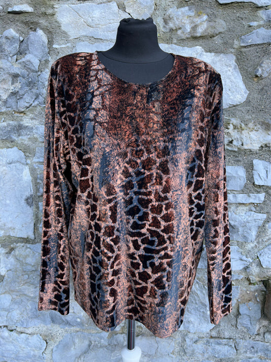 Y2K brown animal print velvet top uk 12