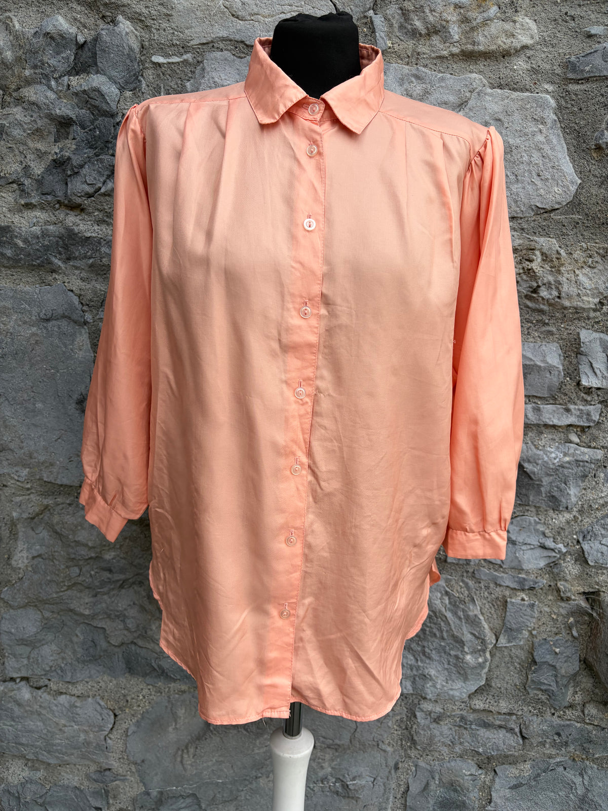 80s peach satin blouse uk 14