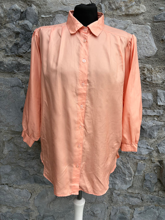 80s peach satin blouse uk 14